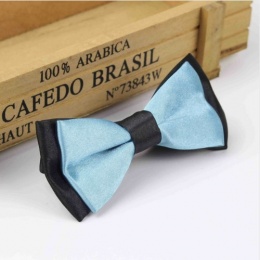 Boys Black & Sky Blue Satin Bow Tie with Adjustable Strap